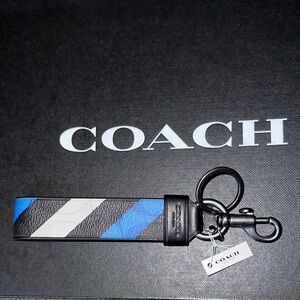 Coach Men's Black, Blue, and Gray Keychain